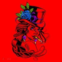 Blue Rose Smoking Lady Icon Santa Hat thumb 1
