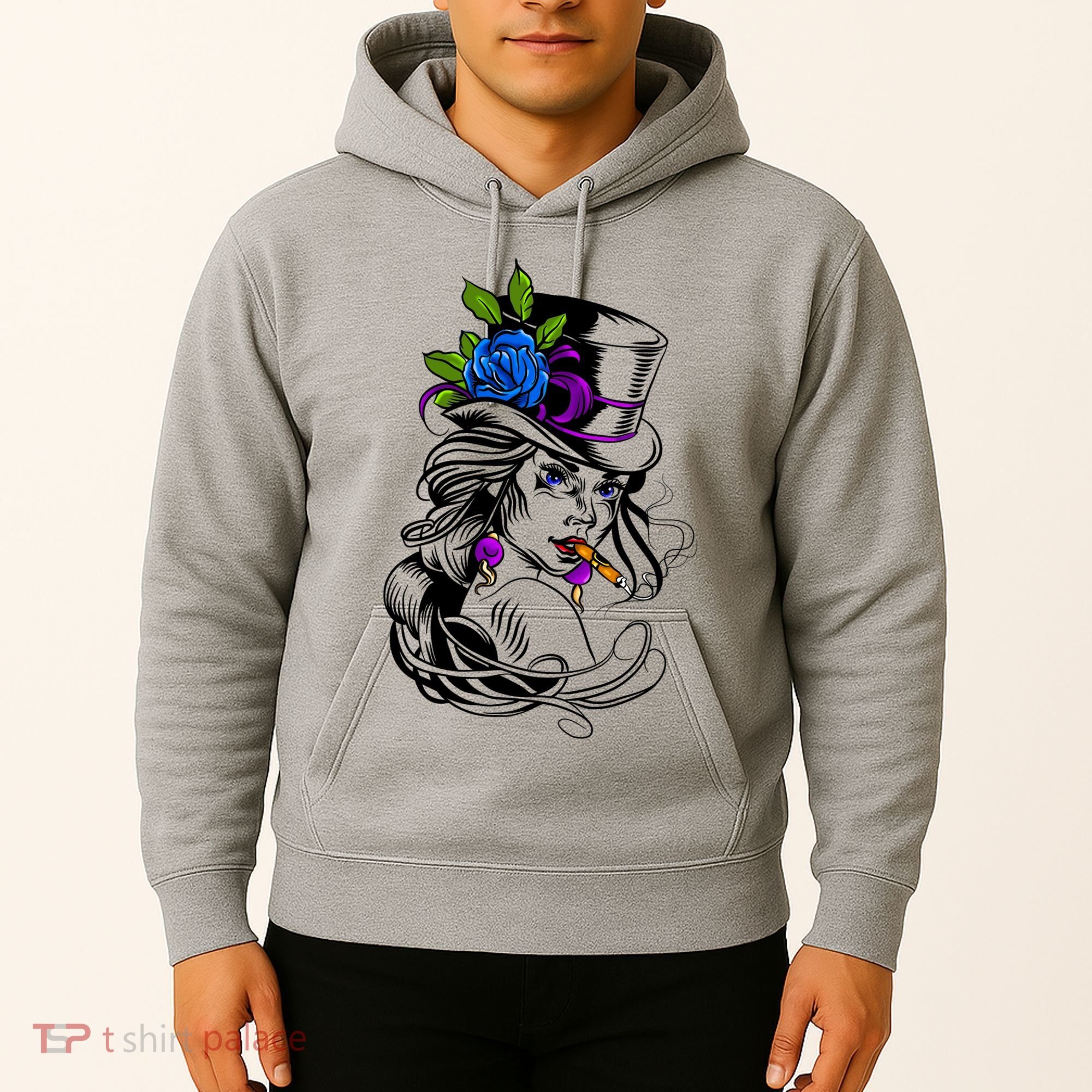 Blue Rose Smoking Lady Icon Hoodie