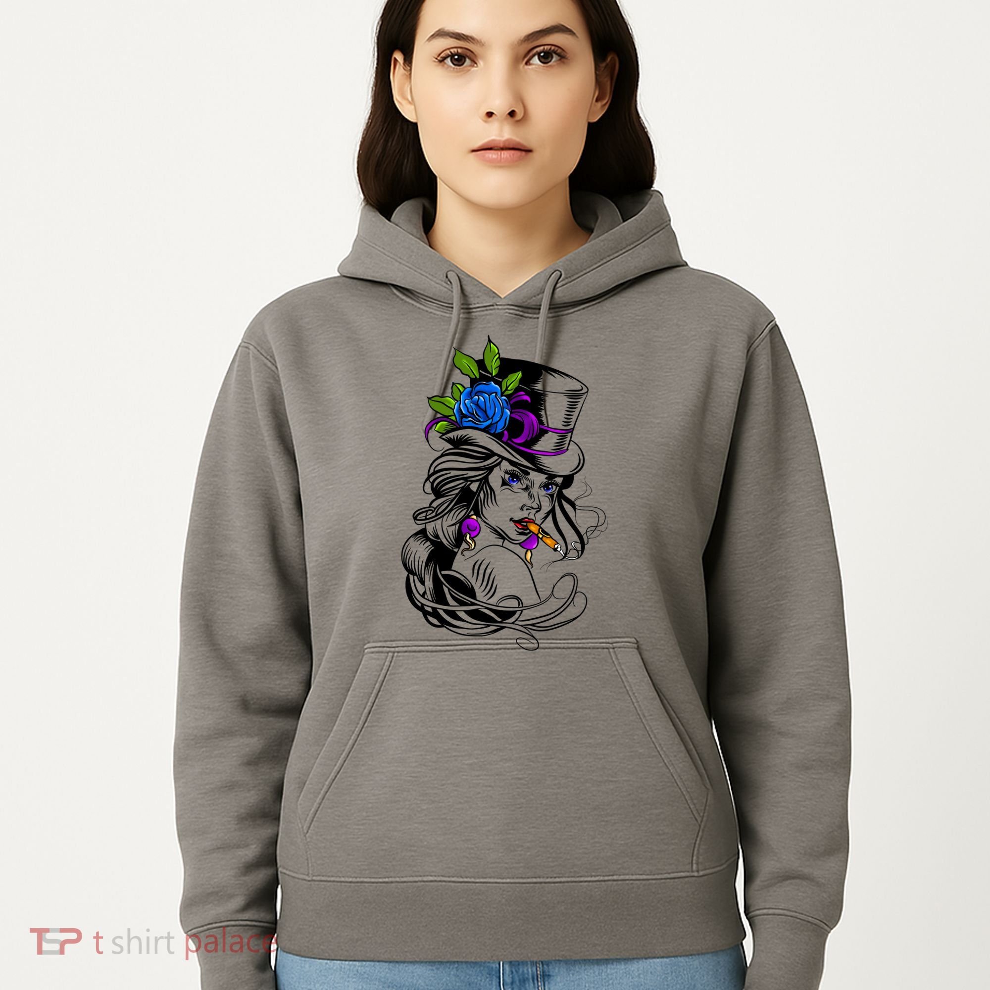 Blue Rose Smoking Lady Icon Hoodie