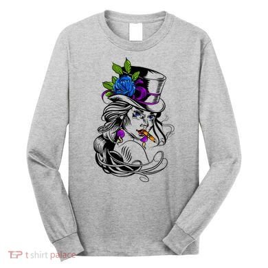 Blue Rose Smoking Lady Icon Long Sleeve Shirt