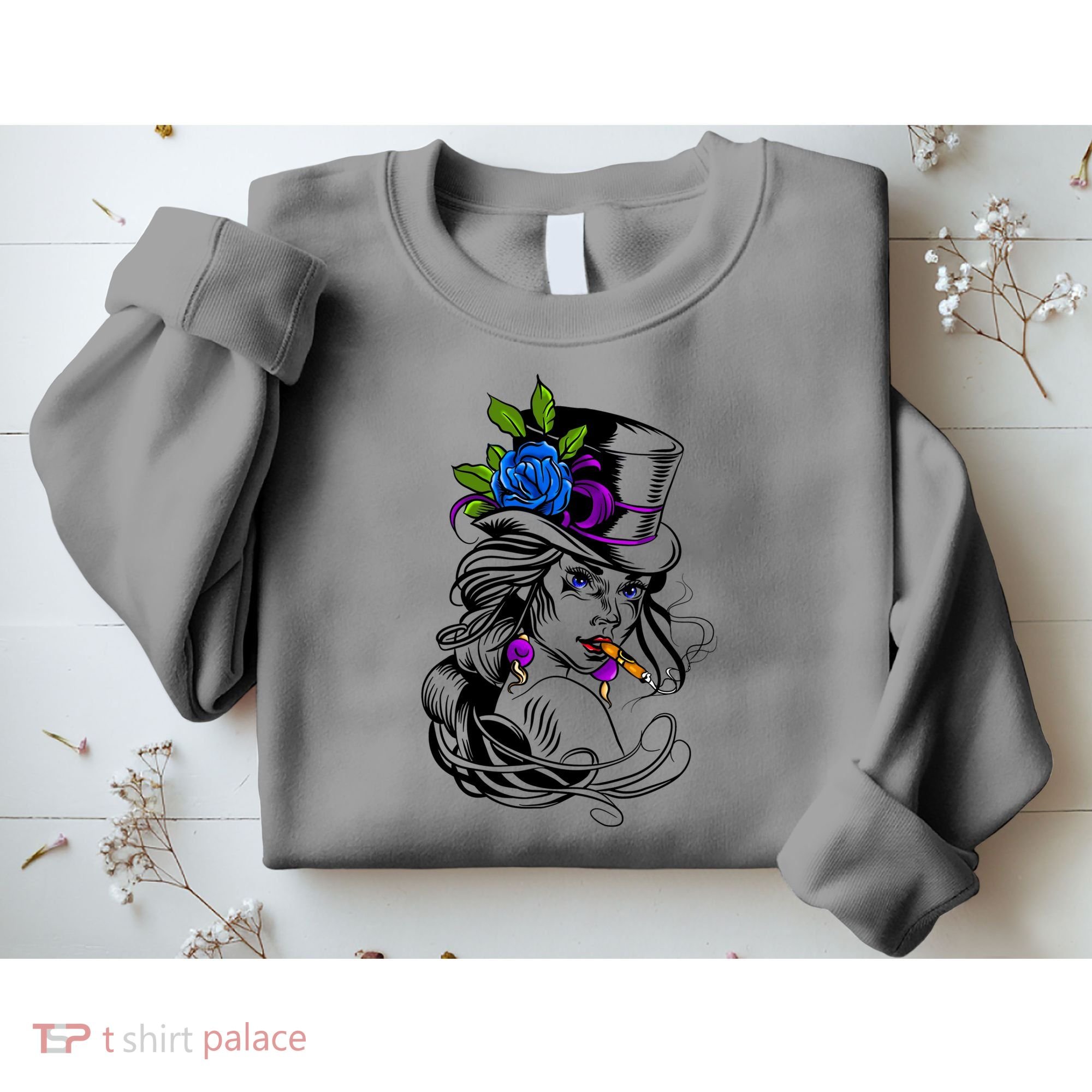 Blue Rose Smoking Lady Icon Sweatshirt