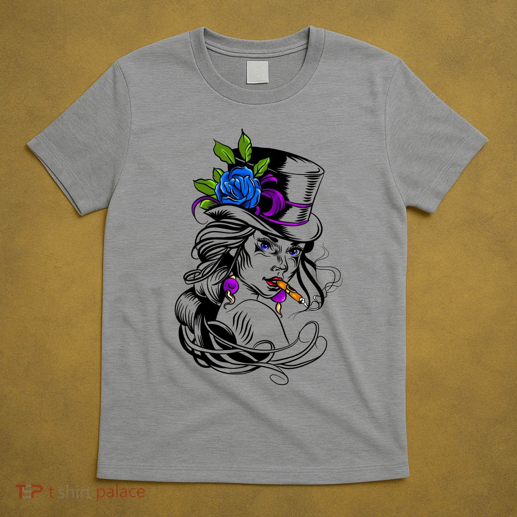 Blue Rose Smoking Lady Icon T-Shirt