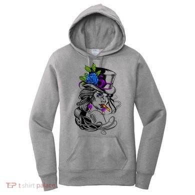 Blue Rose Smoking Lady Icon Women's Hoodie