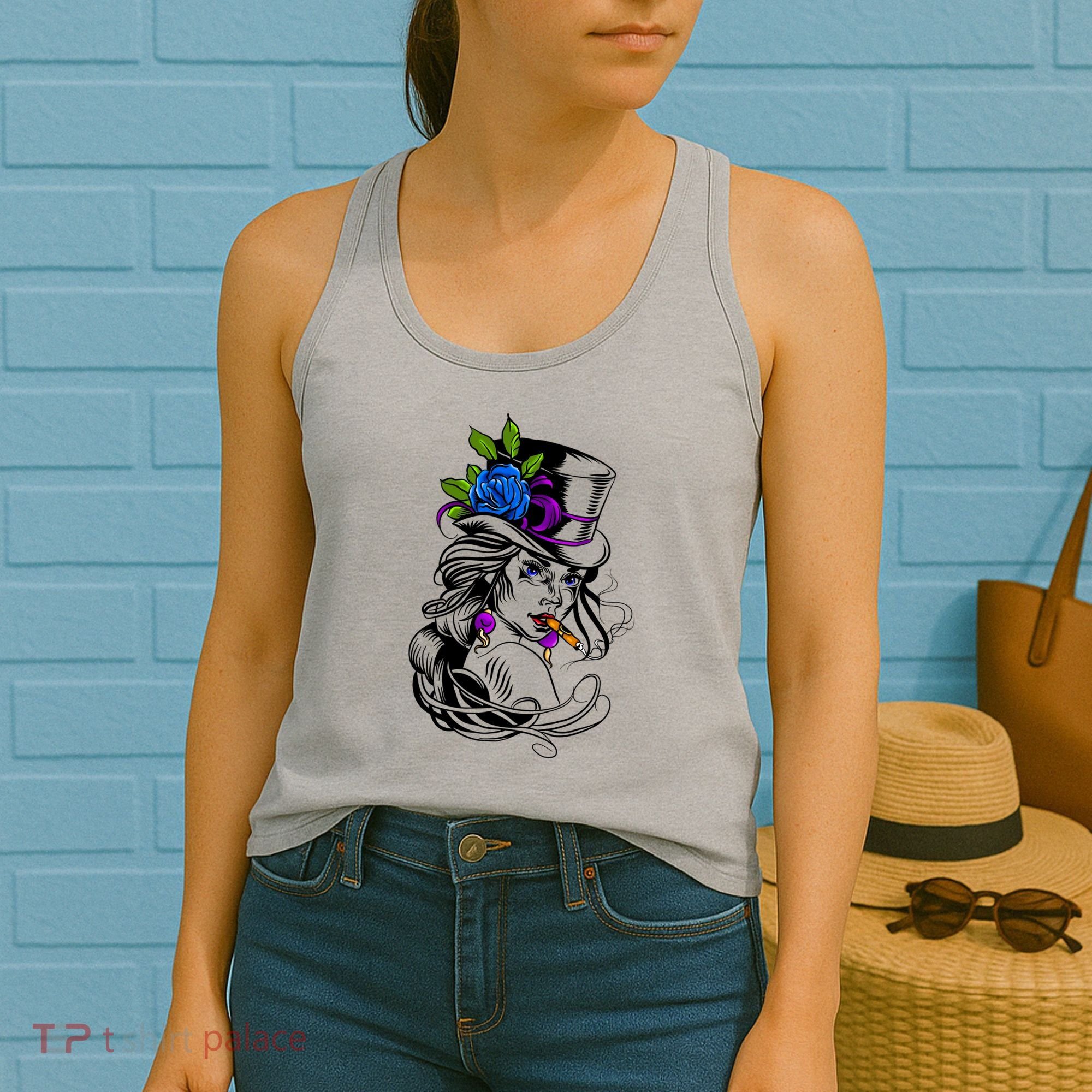 Blue Rose Smoking Lady Icon Women's Tank Top