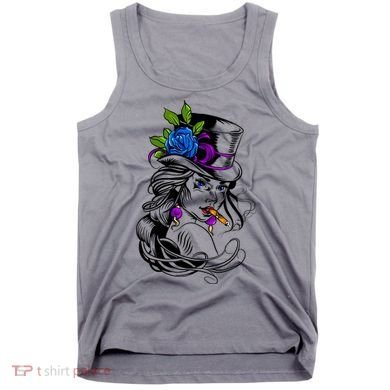 Blue Rose Smoking Lady Icon Tank Top