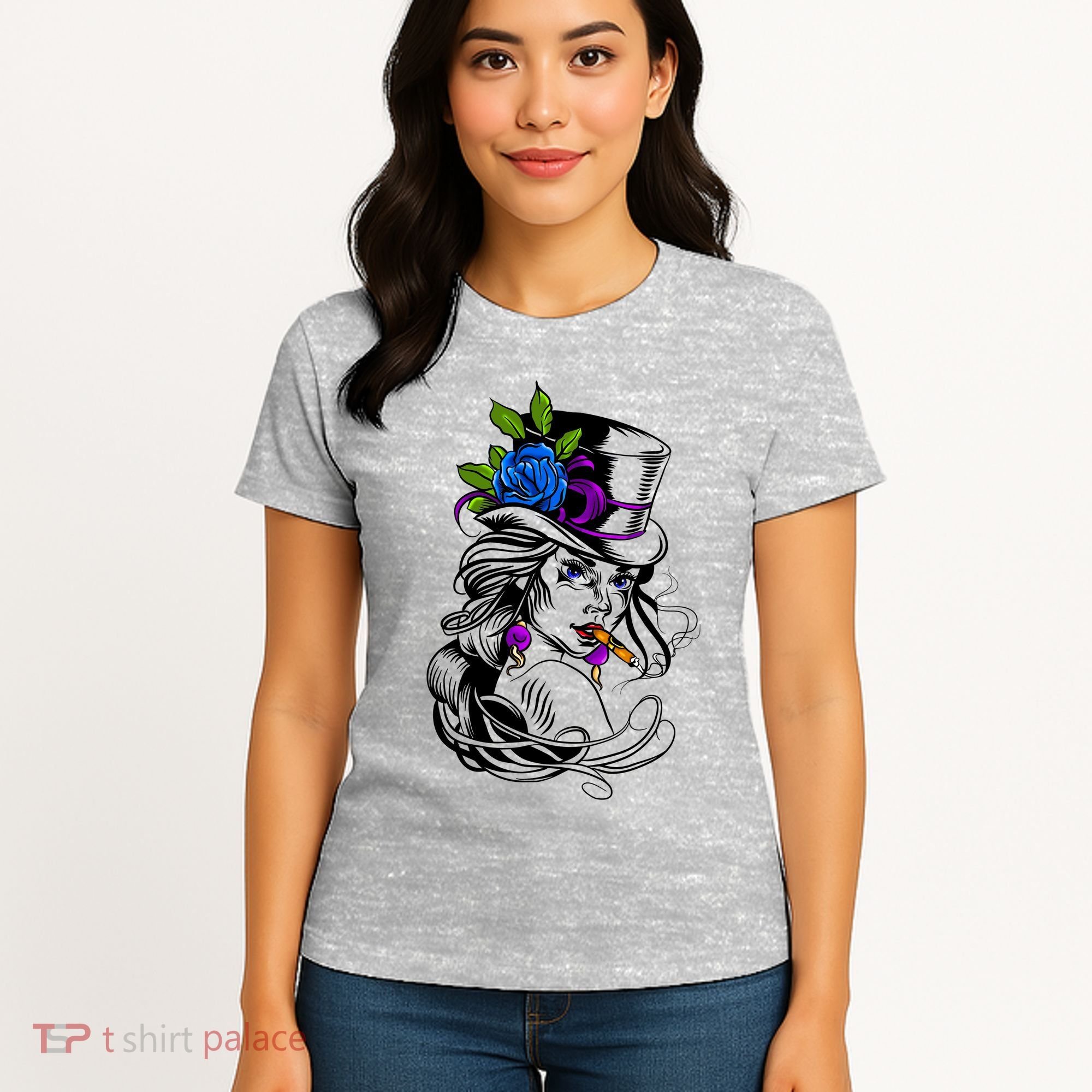 Blue Rose Smoking Lady Icon Women's T-Shirt