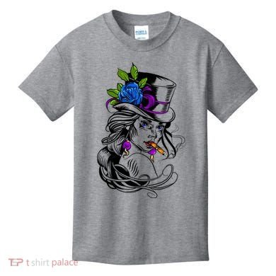 Blue Rose Smoking Lady Icon Kids T-Shirt