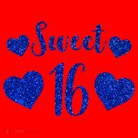  Blue Sparkle Sweet 16 Birthday  Santa Hat thumb 1