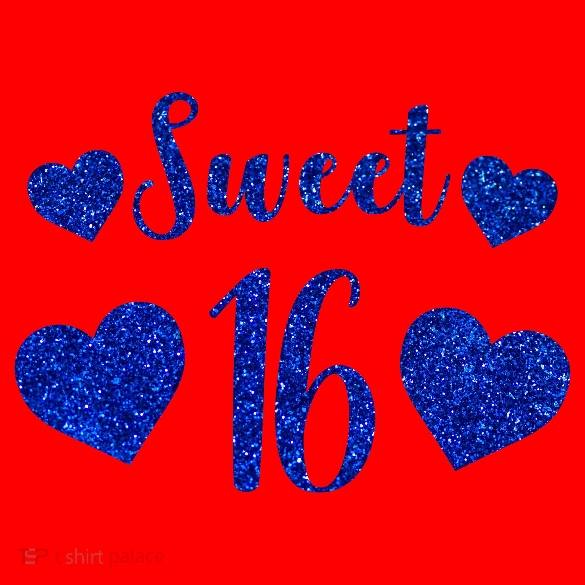  Blue Sparkle Sweet 16 Birthday  Santa Hat