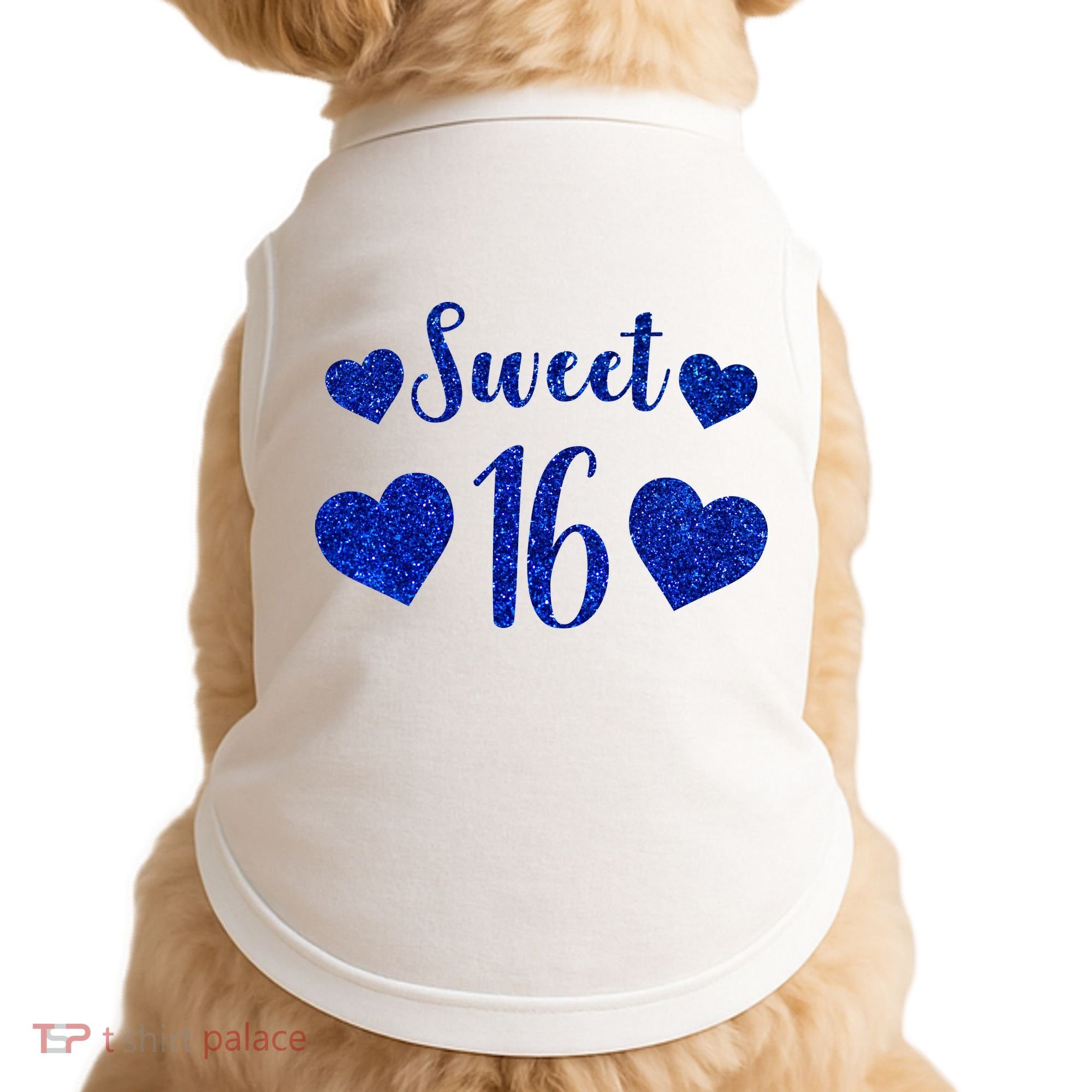 Blue Sparkle Sweet 16 Birthday  Doggie Tank