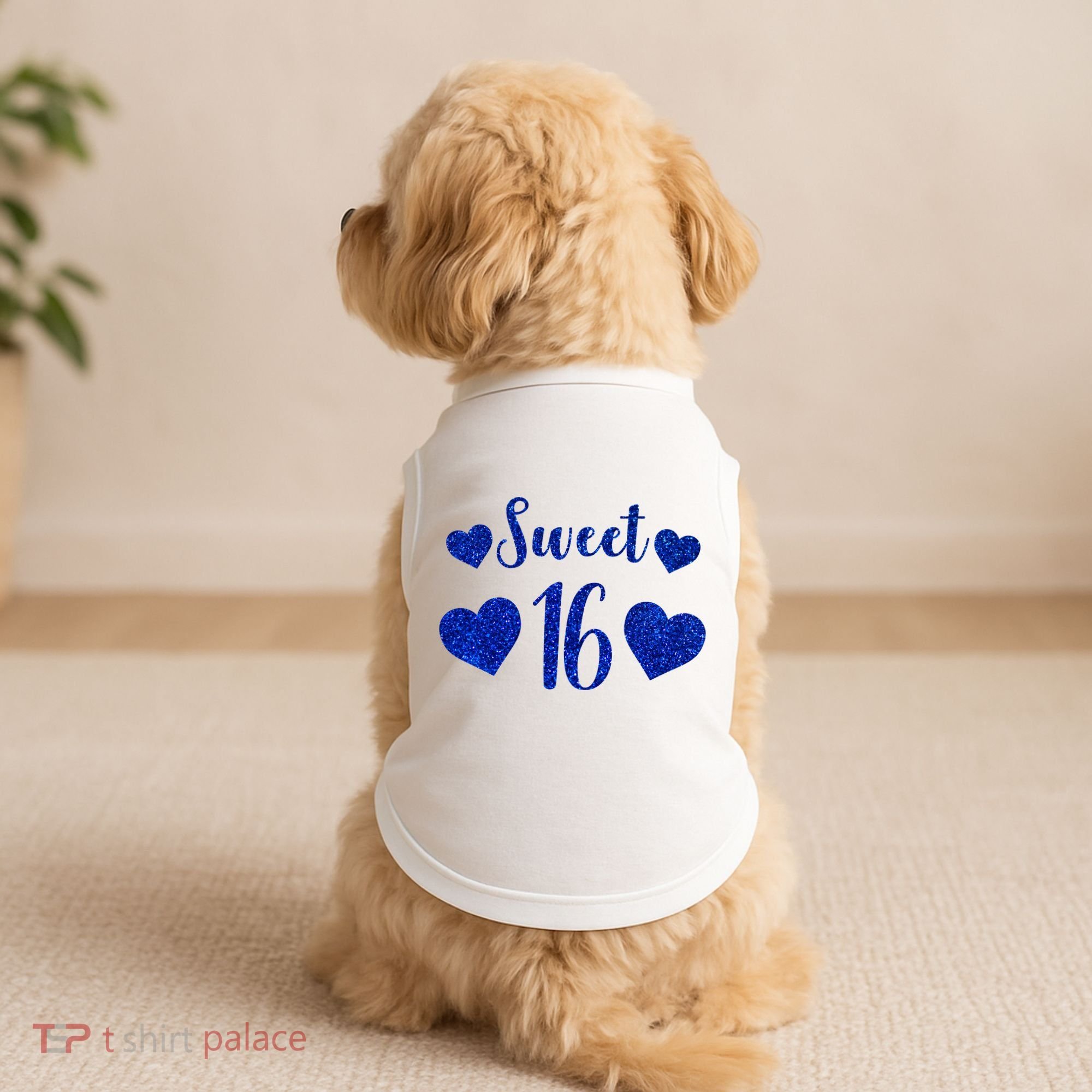  Blue Sparkle Sweet 16 Birthday  Doggie Tank