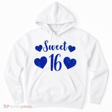  Blue Sparkle Sweet 16 Birthday  Hoodie