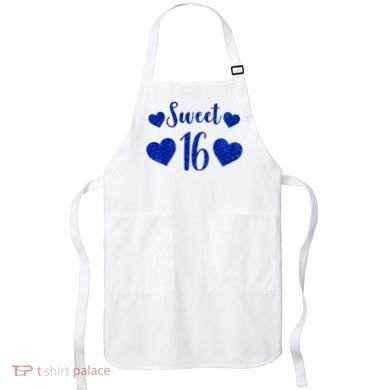  Blue Sparkle Sweet 16 Birthday  Apron