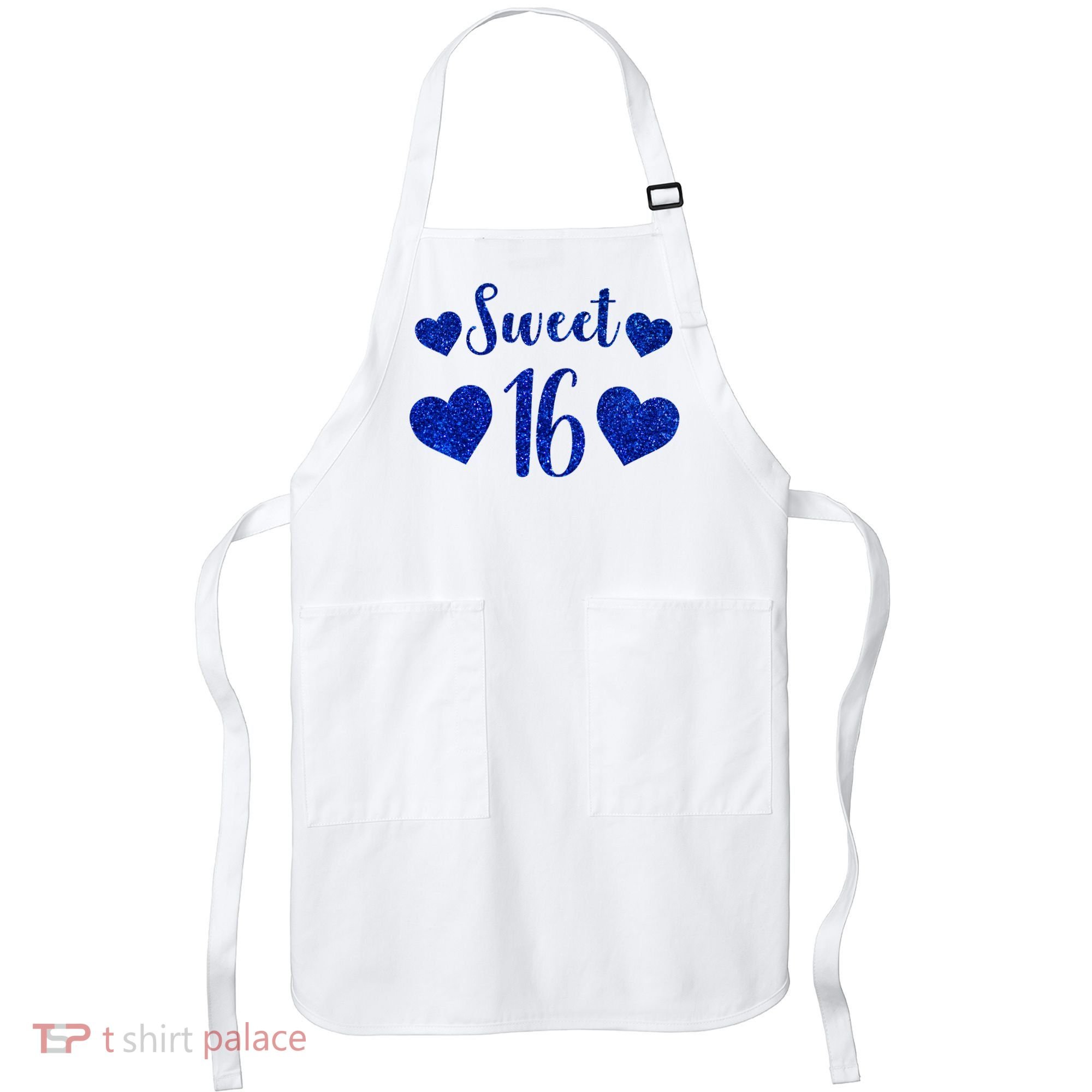  Blue Sparkle Sweet 16 Birthday  Apron