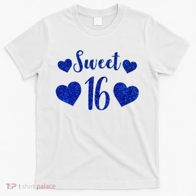  Blue Sparkle Sweet 16 Birthday  T-Shirt