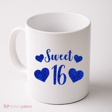  Blue Sparkle Sweet 16 Birthday  Coffee Mug