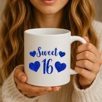  Blue Sparkle Sweet 16 Birthday  Coffee Mug thumb 3