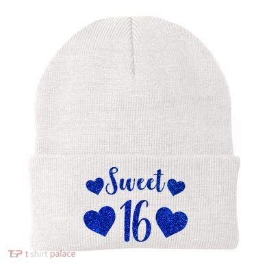  Blue Sparkle Sweet 16 Birthday  Beanie