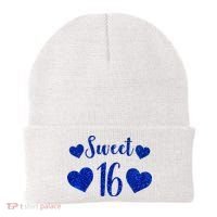  Blue Sparkle Sweet 16 Birthday  Beanie thumb 0