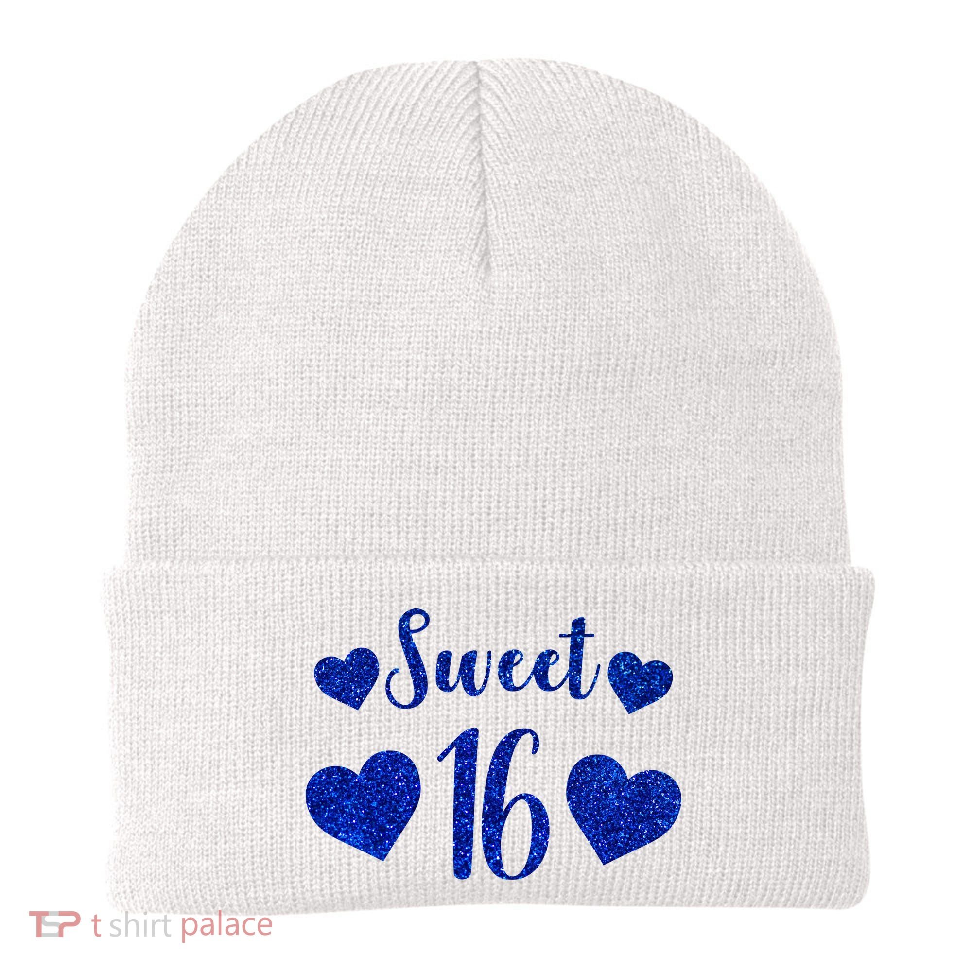  Blue Sparkle Sweet 16 Birthday  Beanie