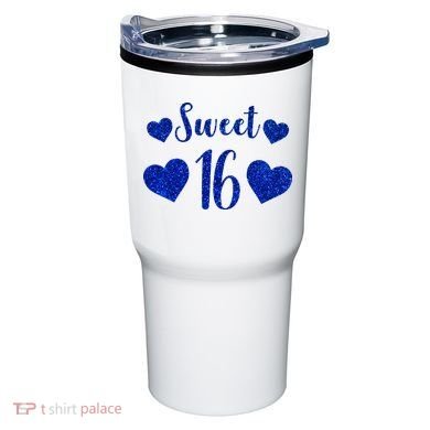  Blue Sparkle Sweet 16 Birthday  Tumbler