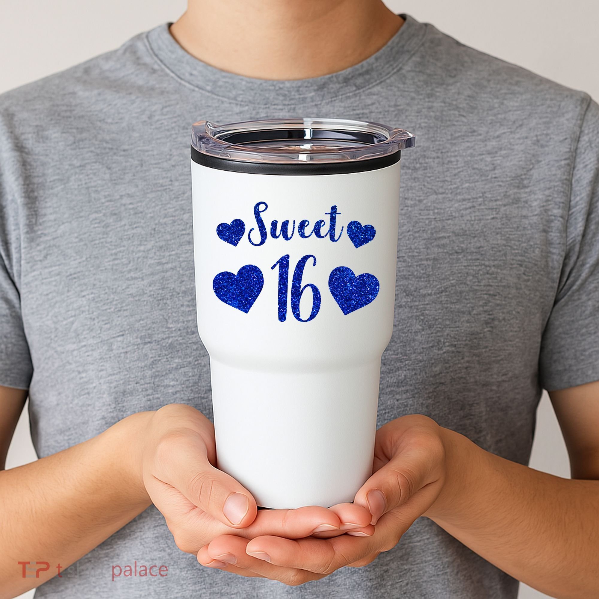  Blue Sparkle Sweet 16 Birthday  Tumbler