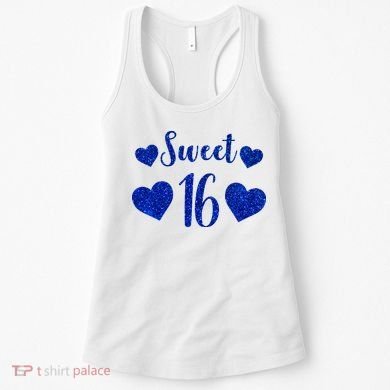  Blue Sparkle Sweet 16 Birthday  Women's Tank Top