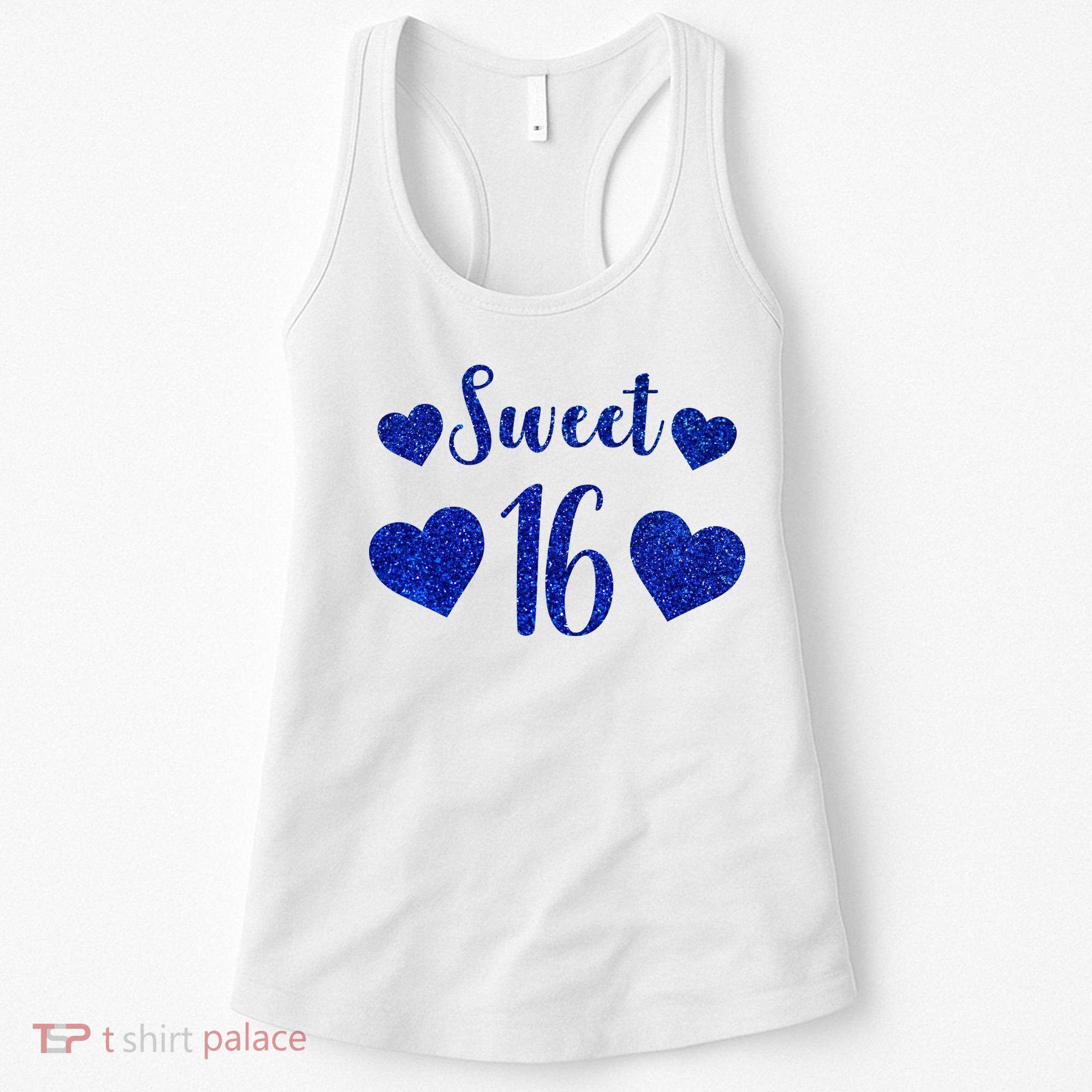  Blue Sparkle Sweet 16 Birthday  Women's Tank Top