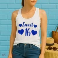  Blue Sparkle Sweet 16 Birthday  Women's Tank Top thumb 2