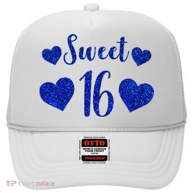  Blue Sparkle Sweet 16 Birthday  Hat