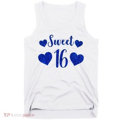  Blue Sparkle Sweet 16 Birthday  Tank Top