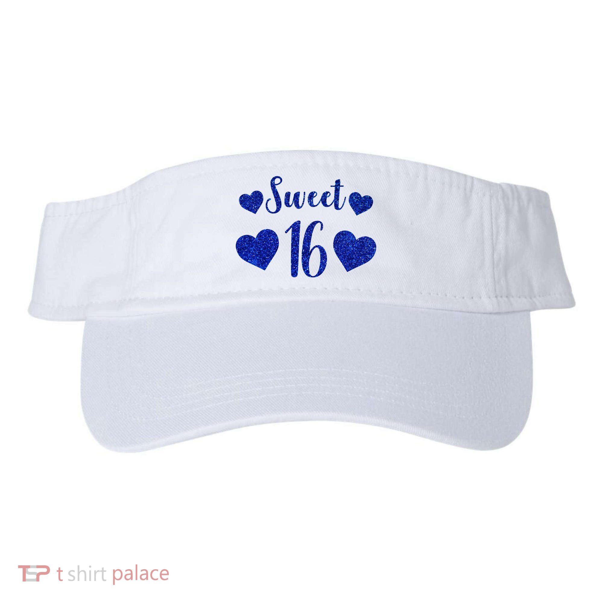  Blue Sparkle Sweet 16 Birthday  Visor