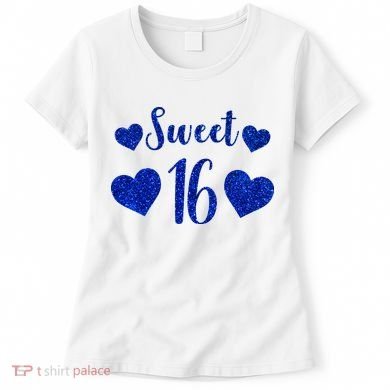  Blue Sparkle Sweet 16 Birthday  Women's T-Shirt