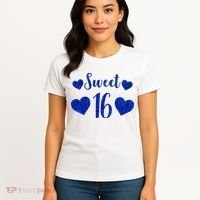  Blue Sparkle Sweet 16 Birthday  Women's T-Shirt thumb 4