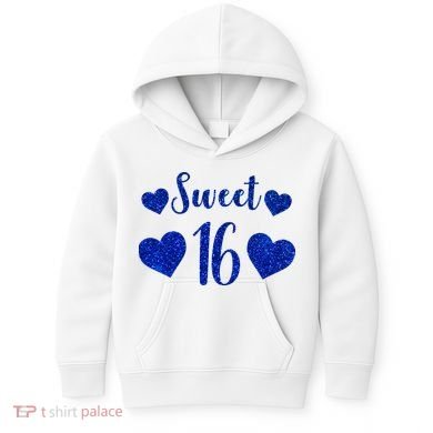  Blue Sparkle Sweet 16 Birthday  Kids Hoodie
