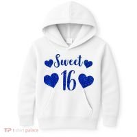  Blue Sparkle Sweet 16 Birthday  Kids Hoodie thumb 0