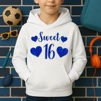  Blue Sparkle Sweet 16 Birthday  Kids Hoodie thumb 2
