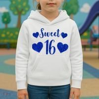  Blue Sparkle Sweet 16 Birthday  Kids Hoodie thumb 3