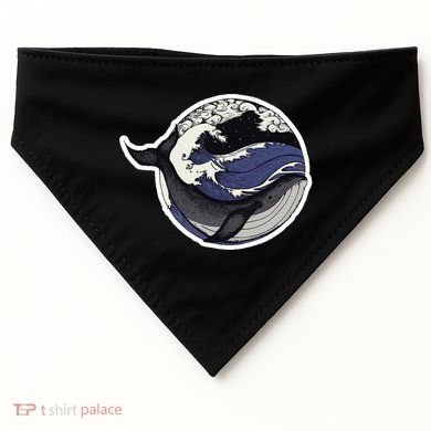 Blue Whale Great Wave USA-Made Doggie Bandana