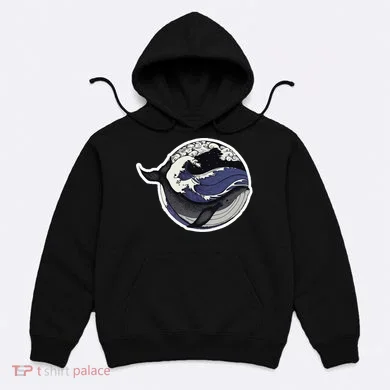 Blue Whale Great Wave Hoodie