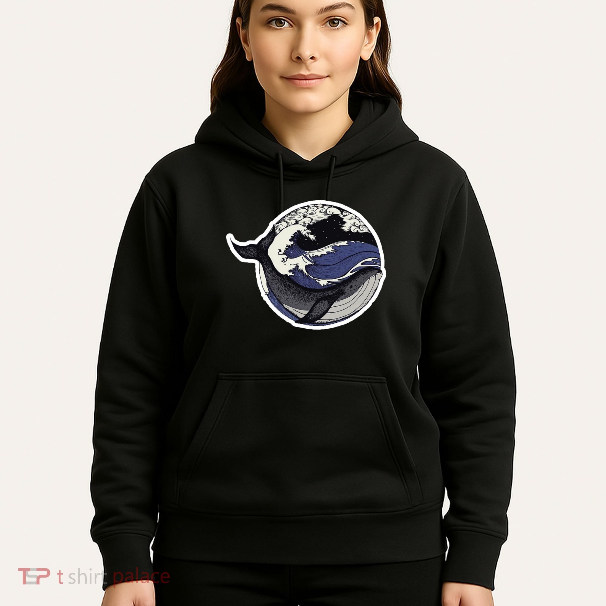 Blue Whale Great Wave Hoodie