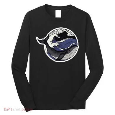 Blue Whale Great Wave Long Sleeve Shirt