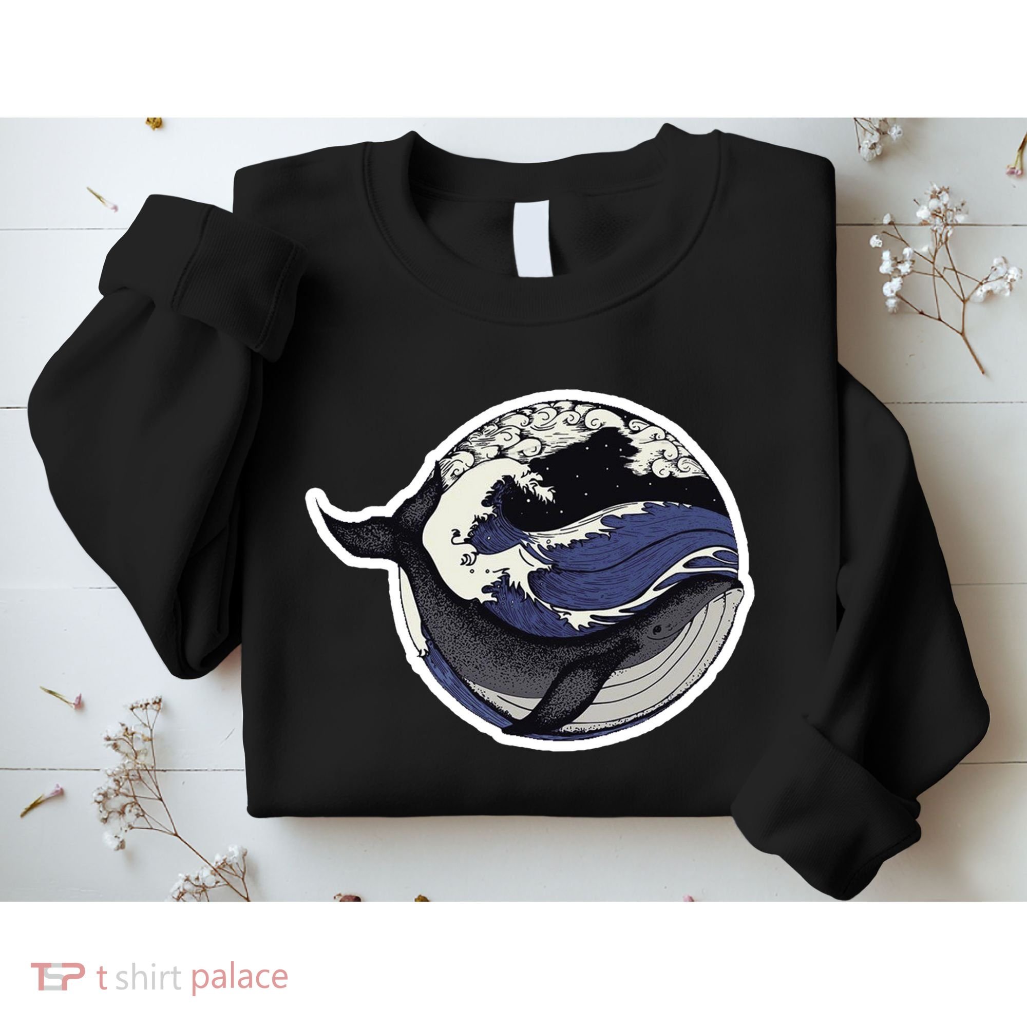 Blue Whale Great Wave Sweatshirt