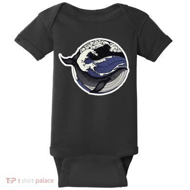 Blue Whale Great Wave Baby Bodysuit