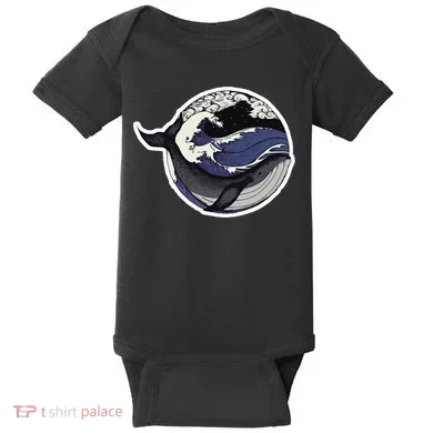 Blue Whale Great Wave Baby Bodysuit