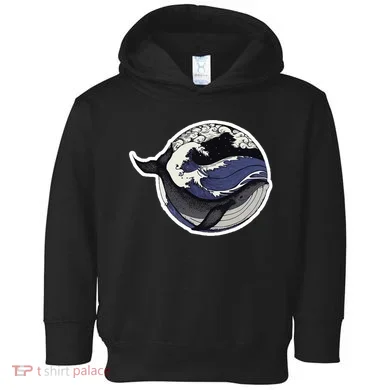 Blue Whale Great Wave Toddler Hoodie