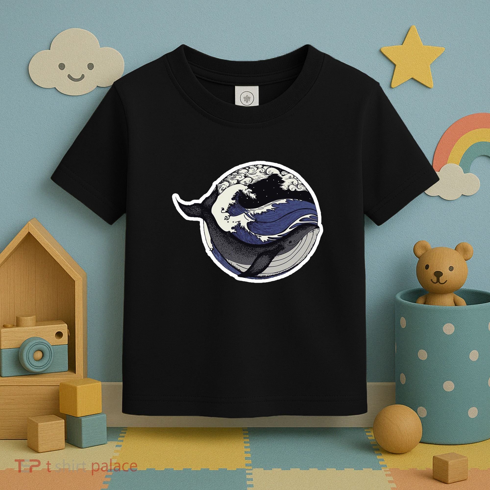 Blue Whale Great Wave Toddler T-Shirt