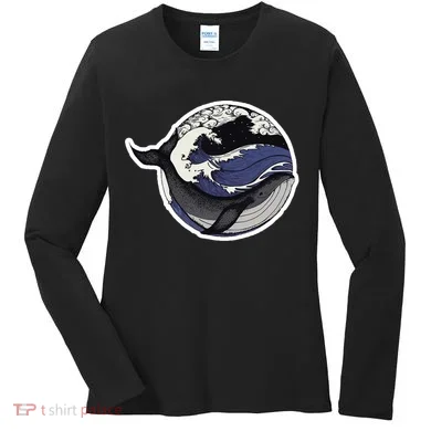 Blue Whale Great Wave Women's Long Sleeve Shirt