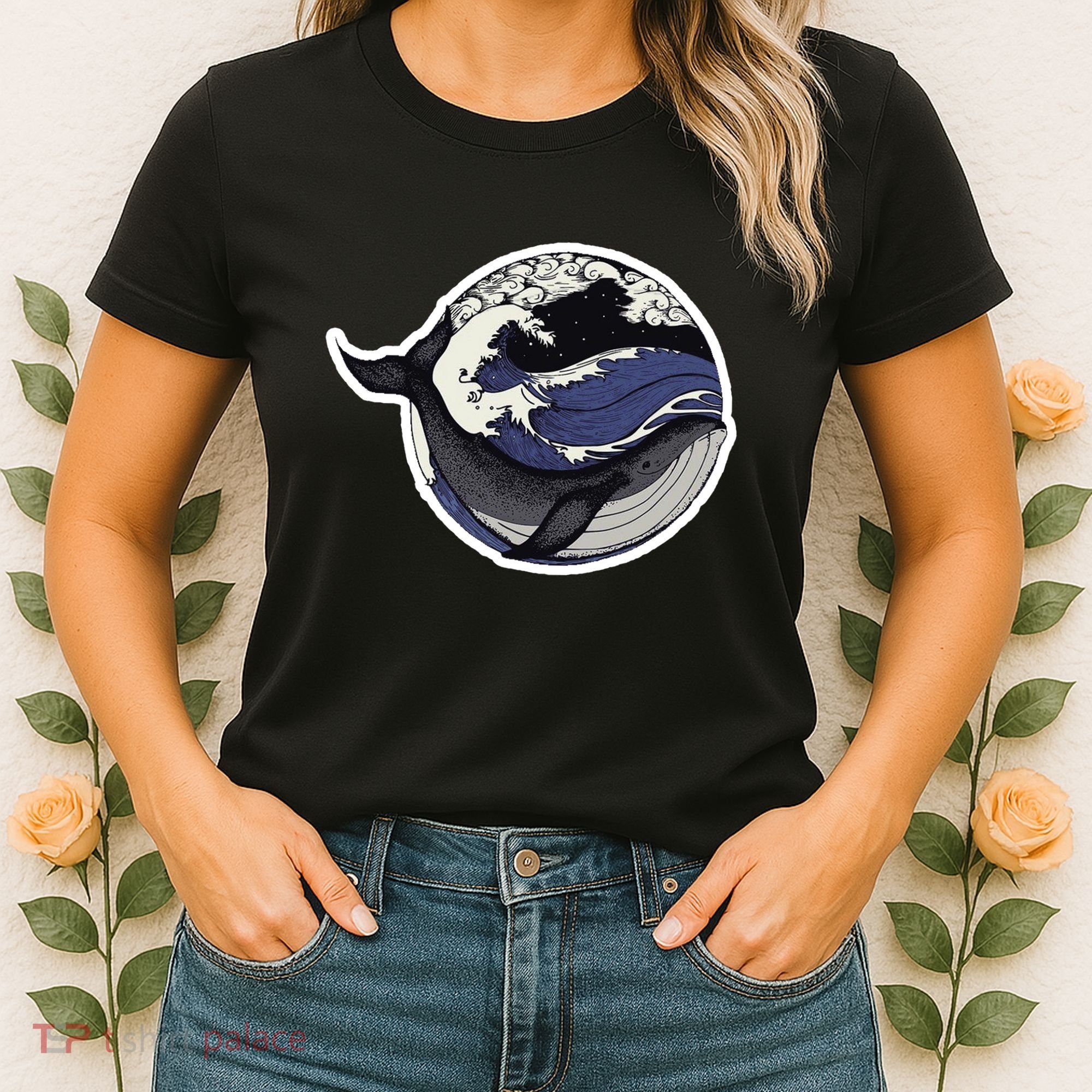 Blue Whale Great Wave Women's T-Shirt