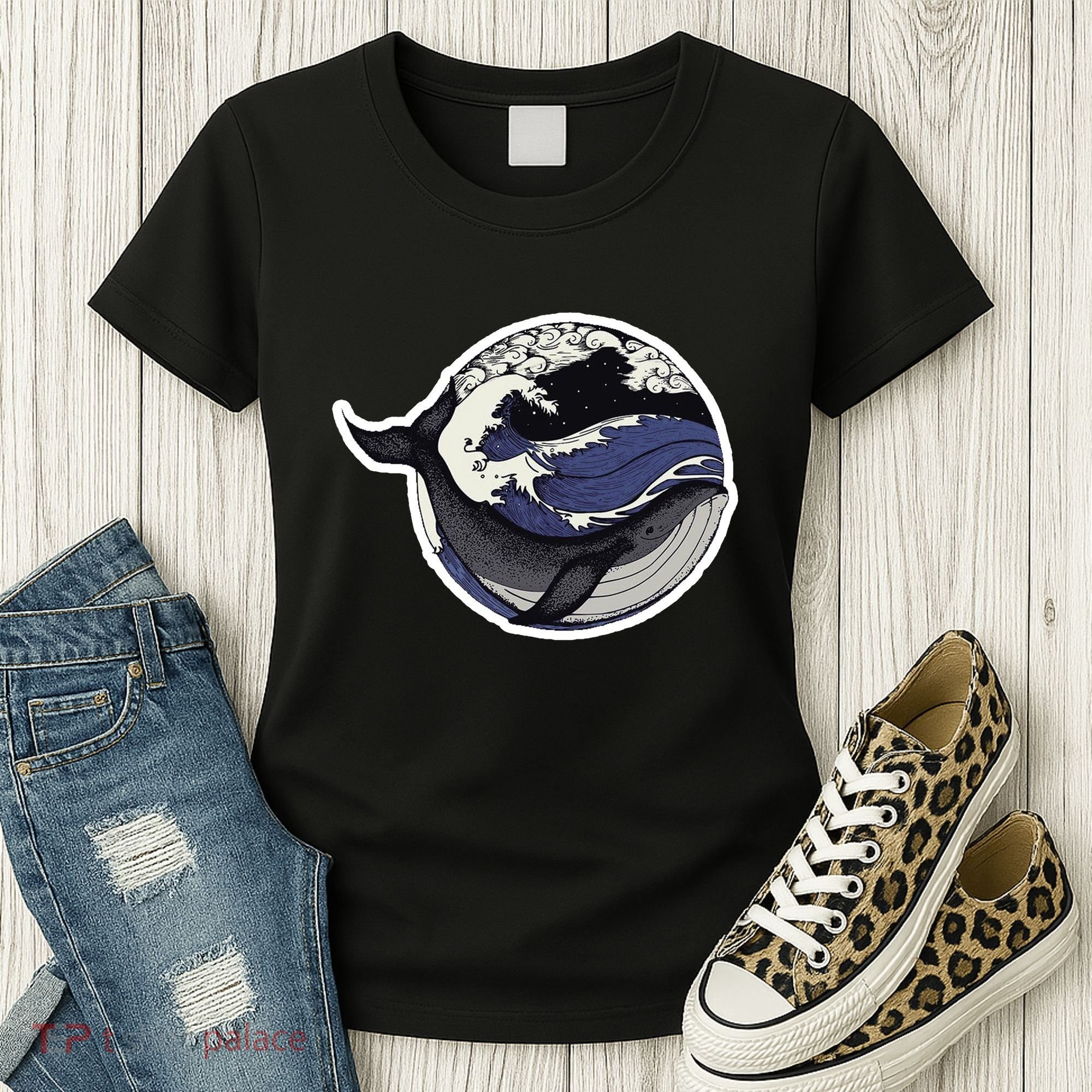 Blue Whale Great Wave Women's T-Shirt